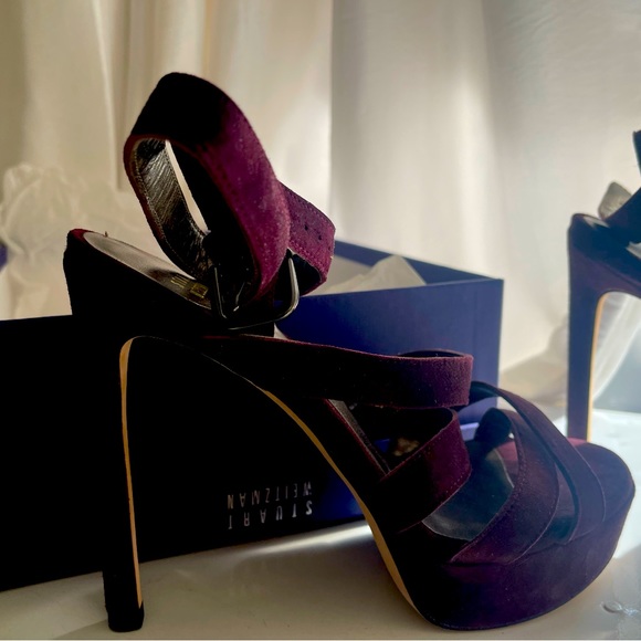 Stuart Weitzman Shoes - Wine colored velvet heels, they wrap around your ankle
